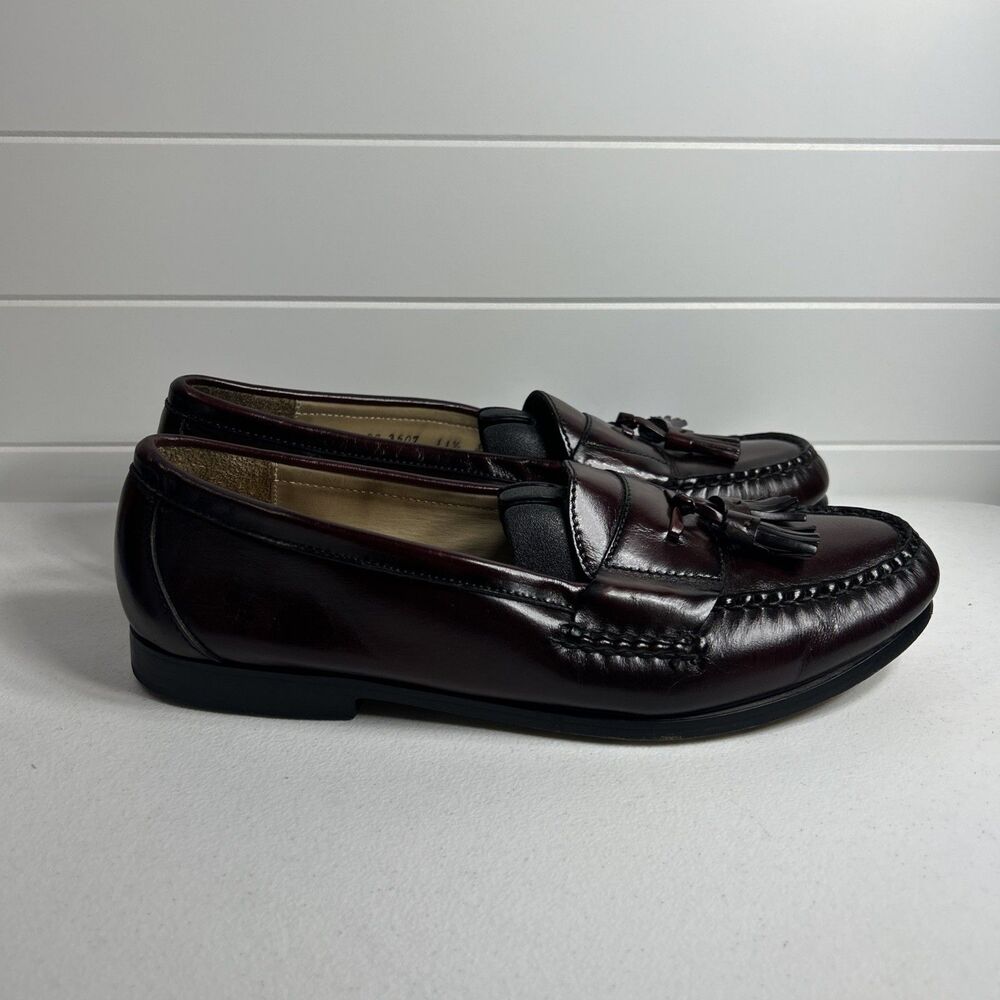 Cole Haan Mens Loafers Size 11.5 E Burgundy Tassel Shoes Slip On Leather